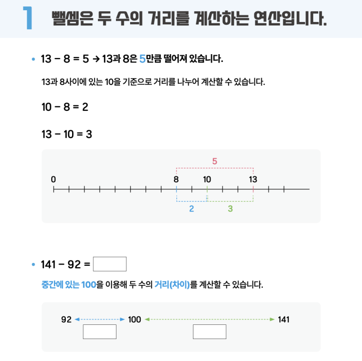  (학습가이드) 뺄셈은 두 수의 거리입니다.
