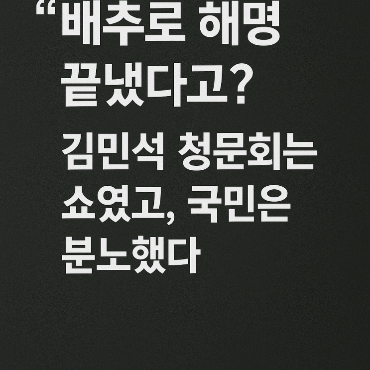 “<b>배추</b>로 해명 끝냈다고?”…<b>김민석</b> <b>청문회</b>는 쇼였고, 국민은... 