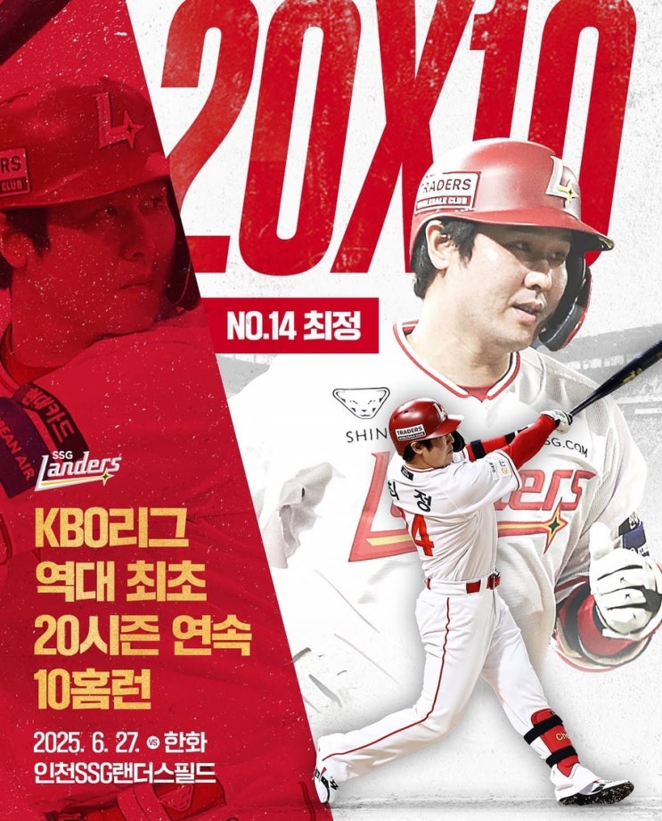  살아있는 전설의 진화... 최정, 20시즌 연속 10홈런 'KBO 최초' 대기록 달성!