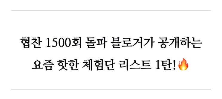 협찬 1500회 돌파 블로거가 공개하는 요즘 핫한 체험단 리스트 1탄