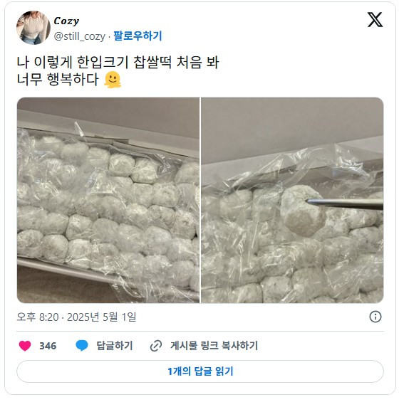 먹기 좋아보이는 한입 크기 찹쌀떡