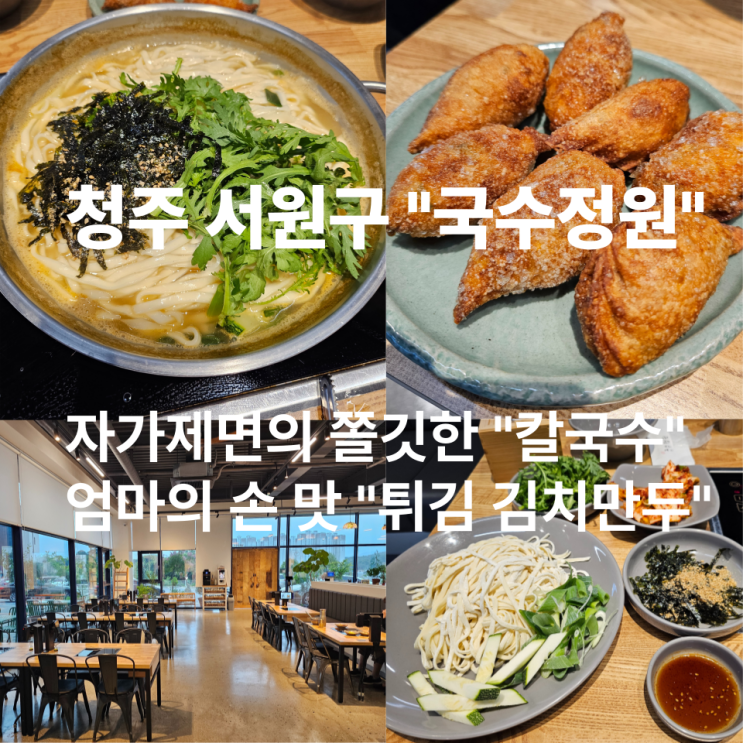  자가제면 쫄깃한 칼국수와 엄마의 손맛 매콤한 김치 튀김만두 맛집 청주 서원구 밀꽃 국수 정원