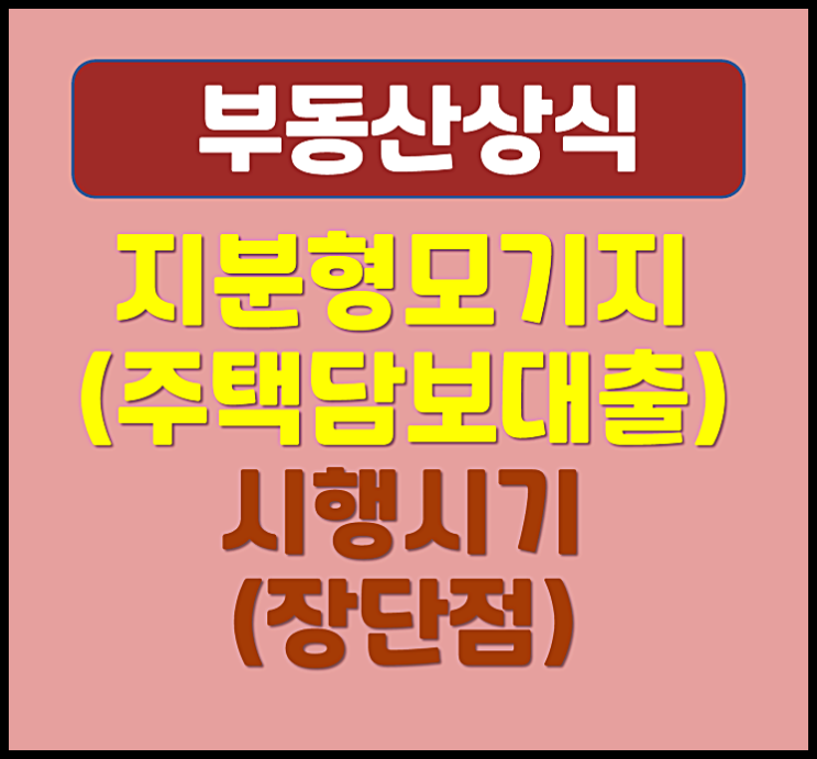 지분형 주택담보대출 (모기지) 시행 시점 장단점