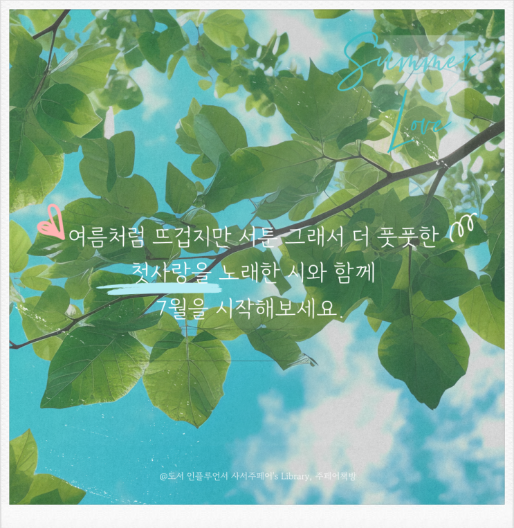 책담詩/ 여름처럼 뜨겁지만 서툰 그래서 풋풋한  첫사랑을 노래한 시