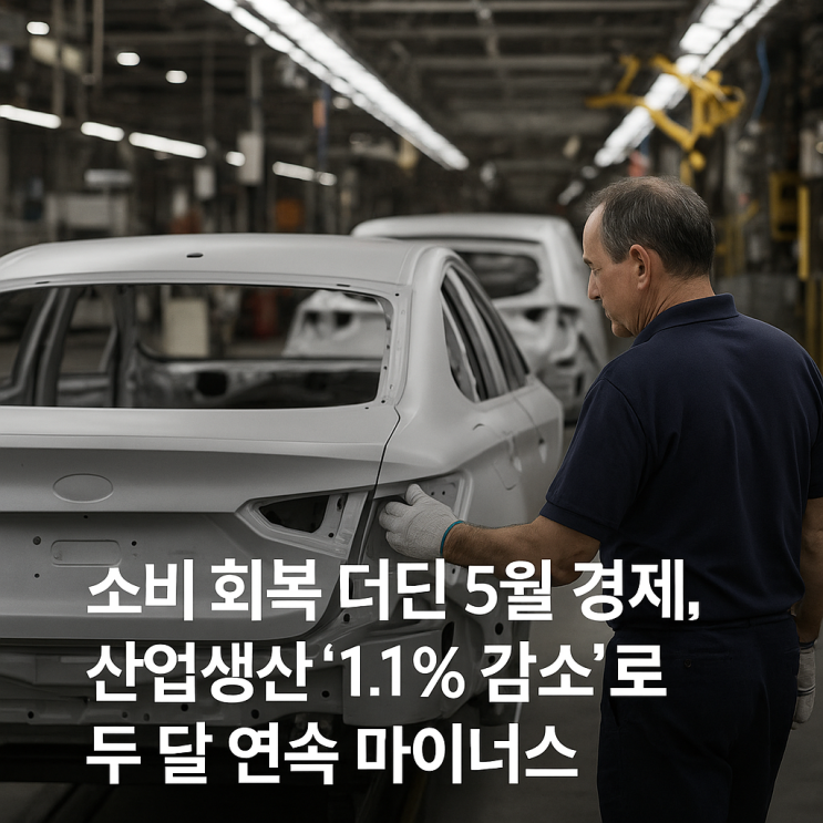 더딘 <b>5월</b> 경제, <b>산업생산</b> ‘1.1% <b>감소</b>’로 두 달 연속 마이너스