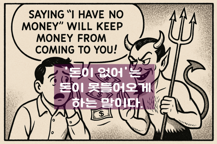  '돈이 없어'는 돈이 못들어오게 하는 말이다.