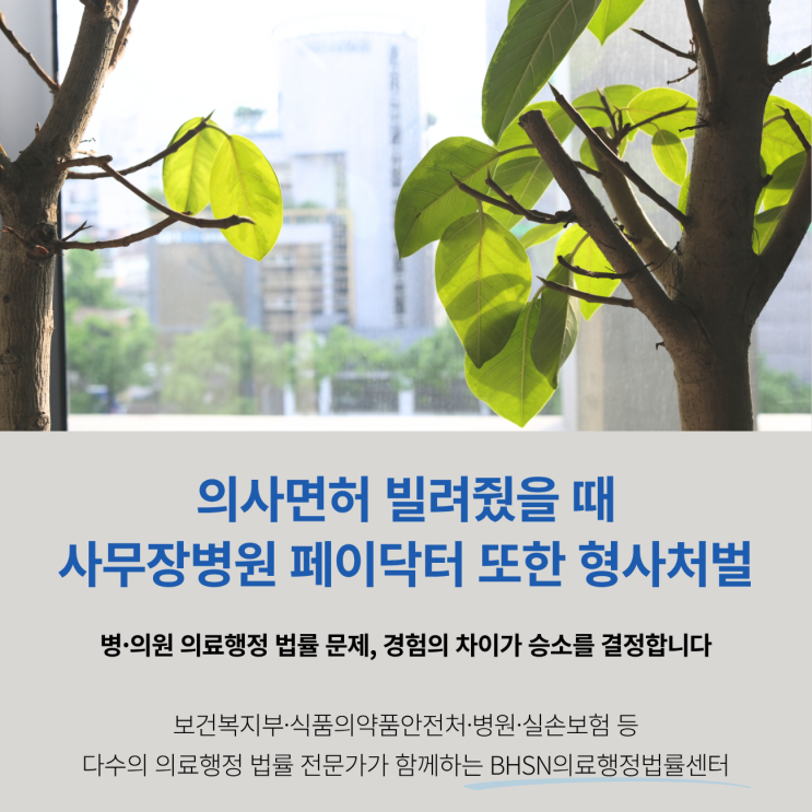  의사면허 빌려줬을 때 사무장병원 페이닥터 또한 형사처벌