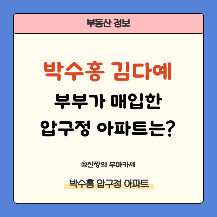 <b>박수홍 김다예 부부</b>가 공동명의로 매입한 압구정아파트는... 
