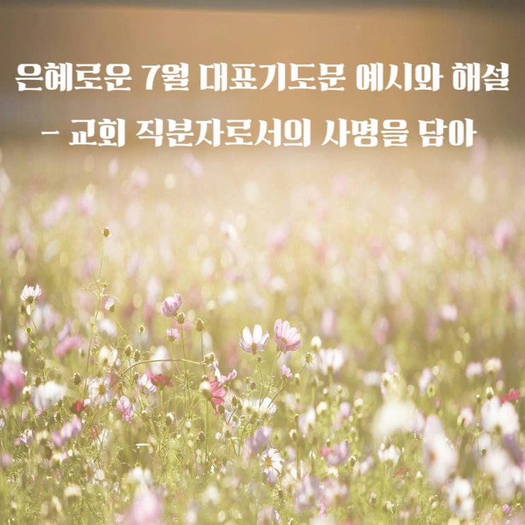  은혜로운 7월 주일예배 대표기도문 예시와 해설 - 교회 직분자로서의 사명을 담아 