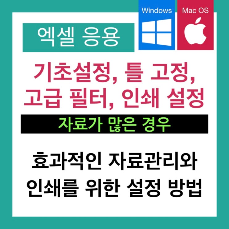  엑셀 데이터가 많은 경우 효율적인 자료 관리를 위한 방법(자동 필터, 틀 고정, 인쇄 설정)