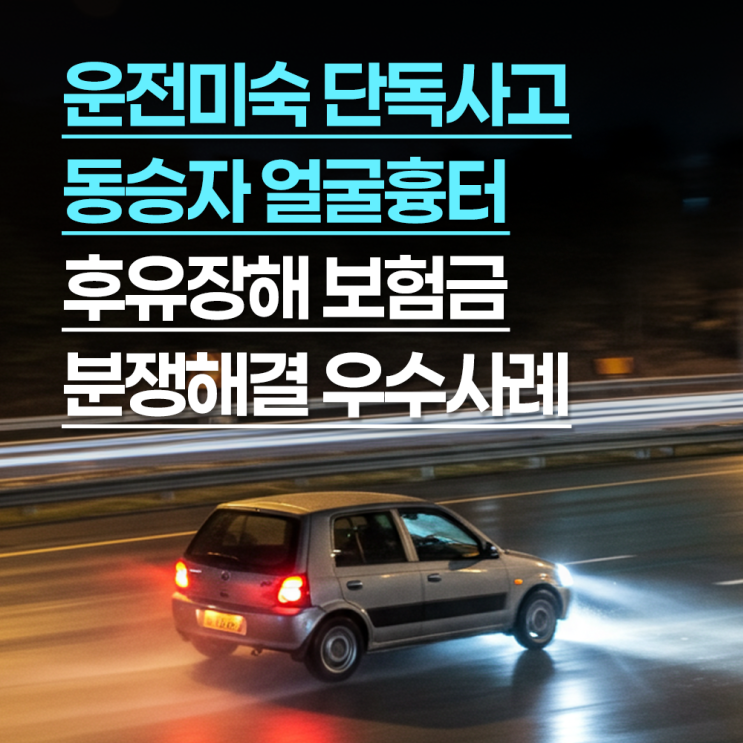 운전미숙 단독사고 동승자 얼굴흉터 후유장해 보험금 분쟁해결 우수사례