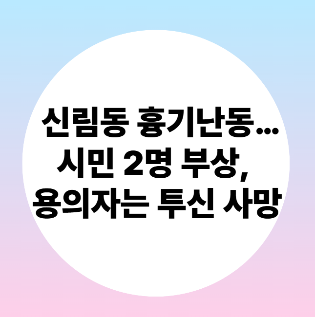 신림동 흉기난동…시민 2명 부상, 용의자는 투신 사망