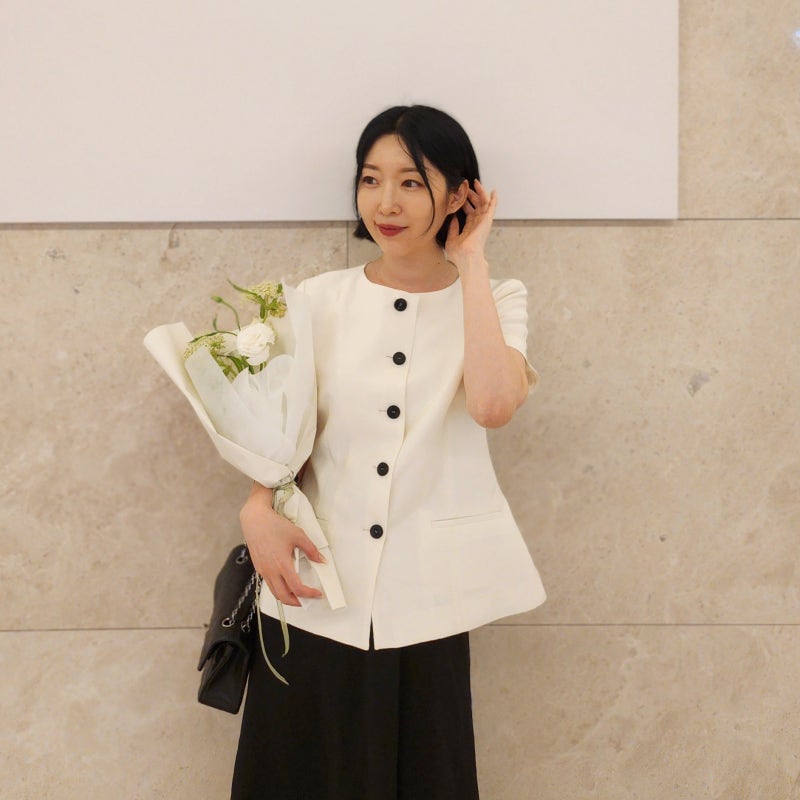 여자 여름 하객룩 투피스 결혼식 하객룩 여름 자켓 코디 녹섭