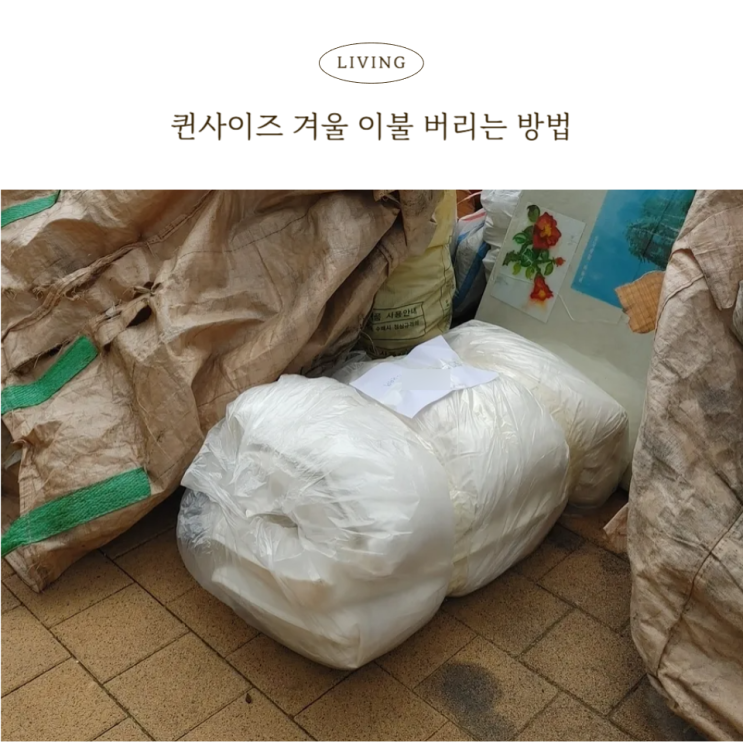  이불버리는 방법 퀸사이즈 구스패드 처리했어요.