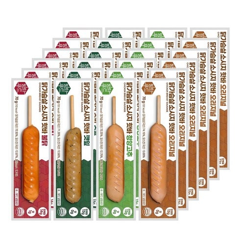 방탄푸드 닭가슴살 소시지 핫바 70g 4종 24팩 오리지널6+깻잎6+청양고추6+불닭6, 1세트 사용 후....