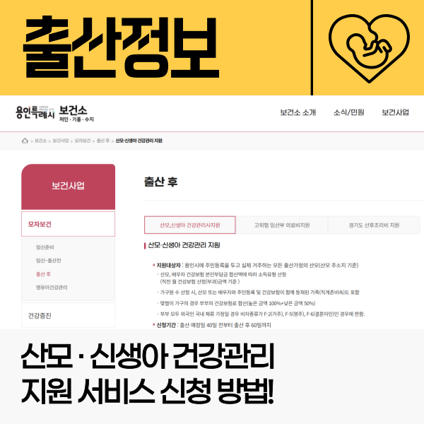 용인시 산모신생아건강관리지원(산후도우미) 신청 방법!