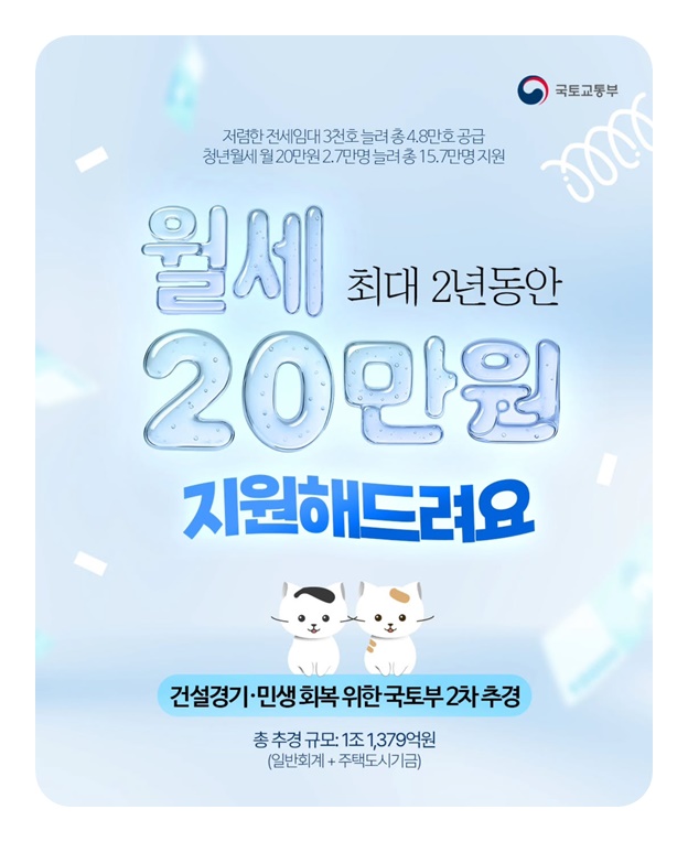  월세 최대 2년 동안 20만 원 지원해드려요