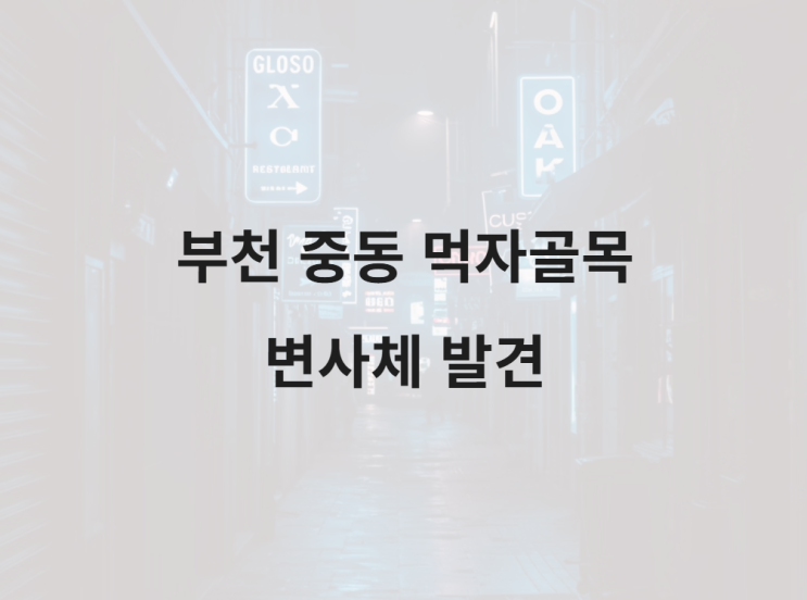 부천 변사체 번화한 먹자골목 한복판에서 발견된 비극적 죽음