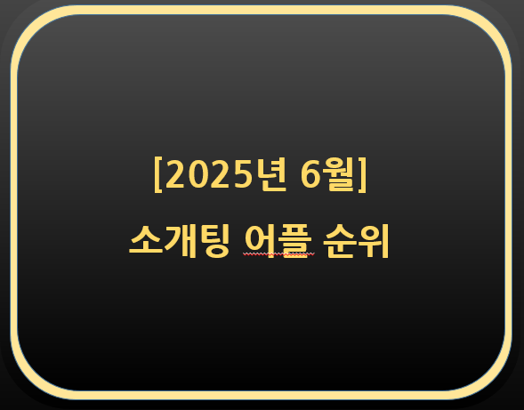  2025년 6월 소개팅 어플 순위