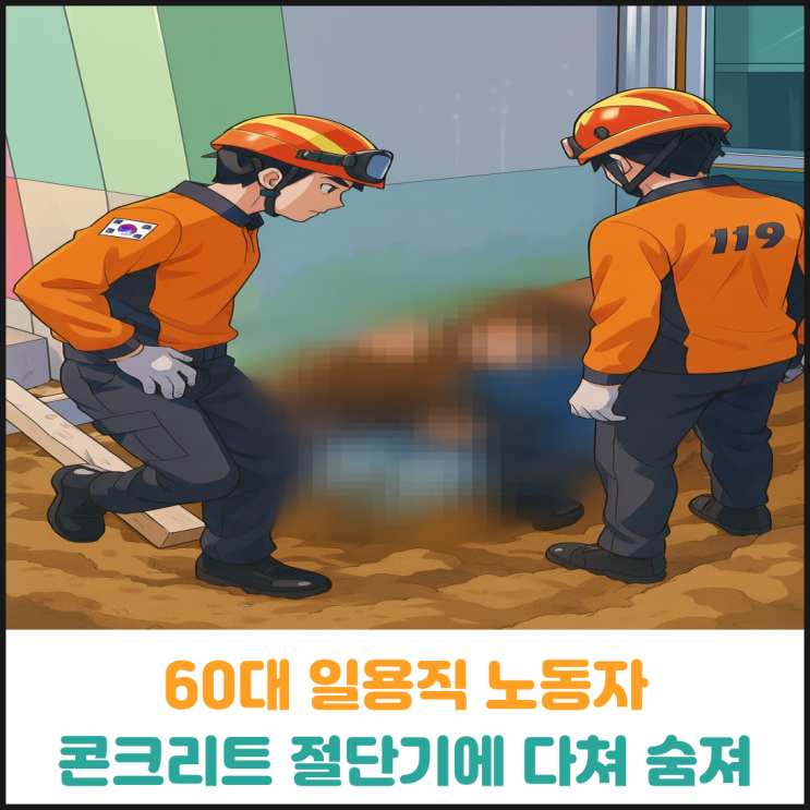 60대 일용직 노동자 콘크리트 절단기에 다쳐 숨져 60대 일용직 노동자 콘크리트 절단기에 다쳐 숨져