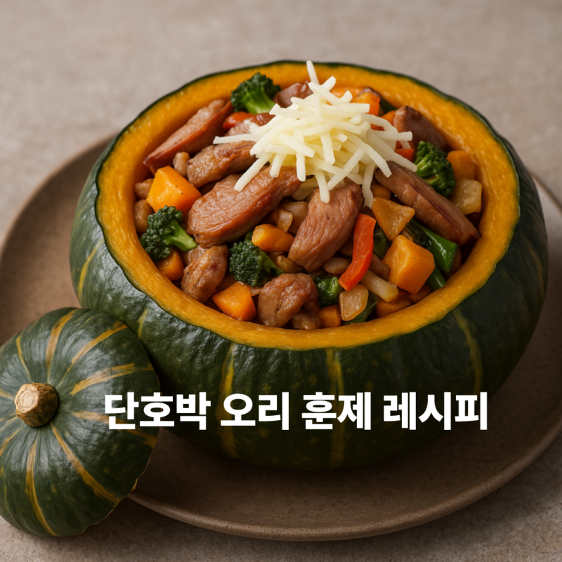 단호박 속 오리훈제 찜 레시피