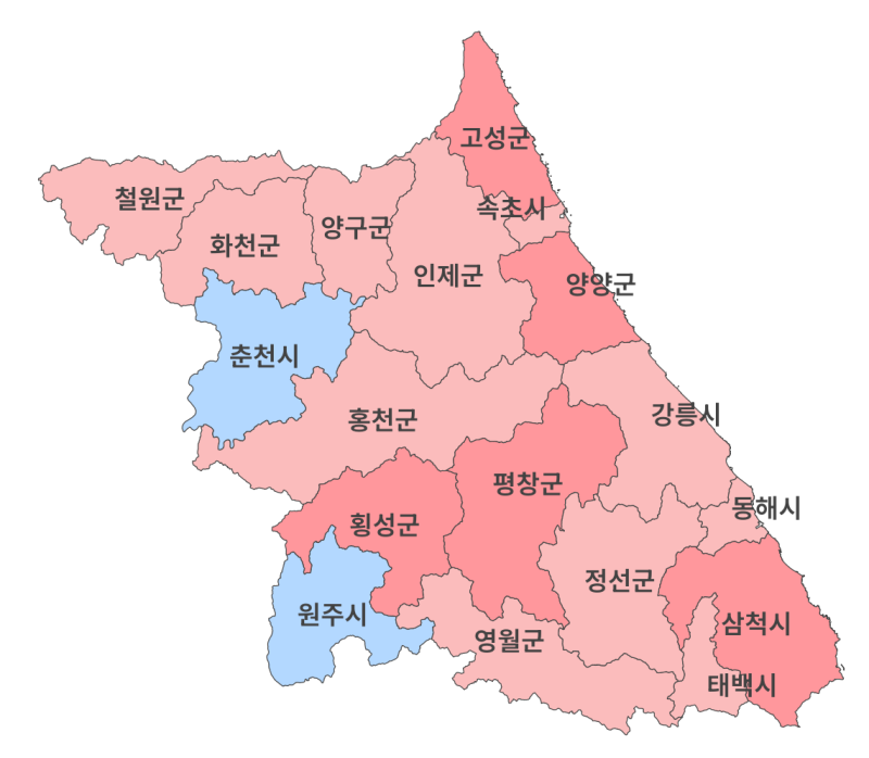 [여론지형 분석(5)] 광역 - 강원특별자치도