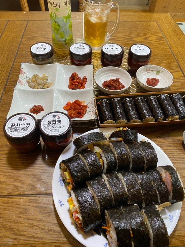  여름철 입맛없을때 밥하기 귀찮을때 먹기 좋은 젓갈 6종세트 훈이네젓갈 조개젓 창란젓 토하젓 오징어젓 낙지젓 갈치속젓 리뷰 쉐푸드김밥 군산오픈박스