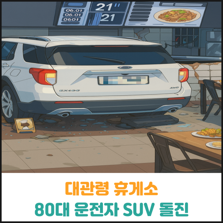 대관령 휴게소에서 80대 운전자가 SUV 몰고 돌진 대관령 휴게소에서 80대 운전자가 SUV 몰고 돌진