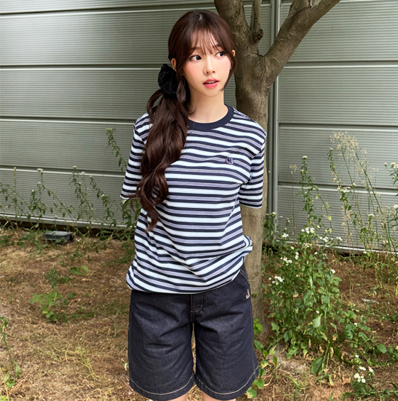  카리나 수수한 티셔츠 반바지 캐주얼룩 패션