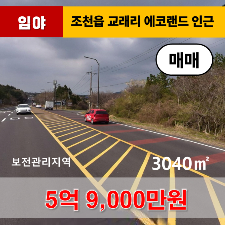  《제주도토지》 제주시 조천읍 교래리 에코랜드 인근 남조로 접한 임야 매매