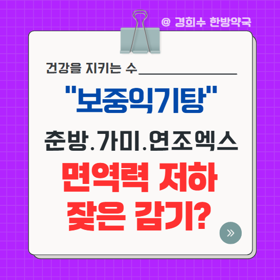  면역력 저하, 잦은 감기엔? 보중익기탕 춘방, 가미, 연조엑스 효능 비교 - 경희수한방약국 원장의 기력 회복 비법