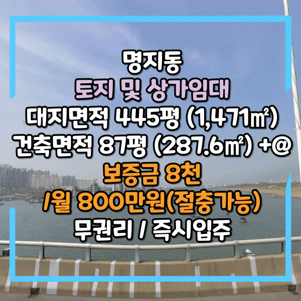  명지동 토지 및 상가임대, 전체 대지 445평(1.471), 단층 상가 전체임대, 식당하기 좋은 자리, 야외공간 활용 가능, 주차가능, 명지 대지 넓은 상가 임대