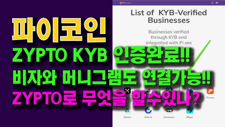  파이코인 ZYPTO KYB 인증 완료!! 이제 비자카드와 머니그램도 연결된다!! ZYPTO로 무엇을 할 수 있나?