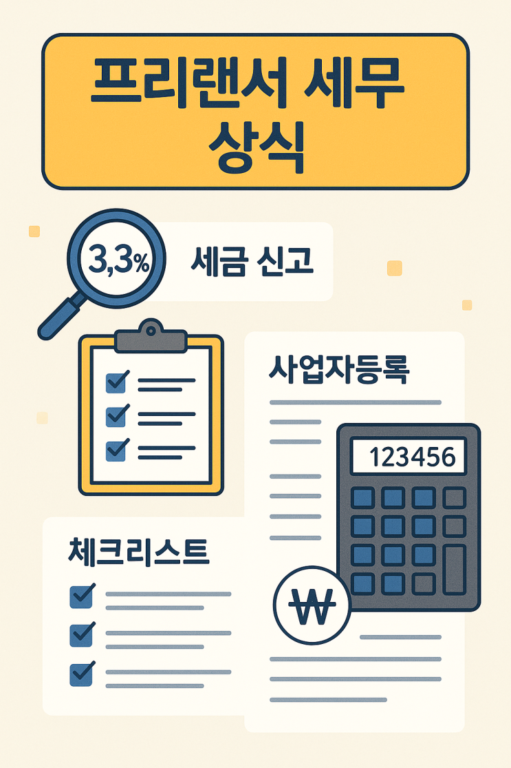  프리랜서를 위한 세무 상식 총정리｜3.3% 원천징수부터 종합소득세 신고까지 쉽게 이해하기
