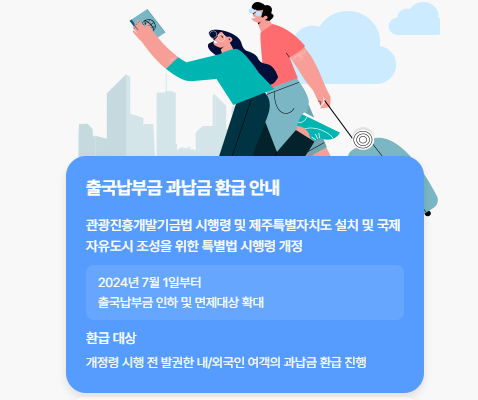  2024년 7월이후 출국시 해외여행 출국납부금환급서비스신청 기한 금액