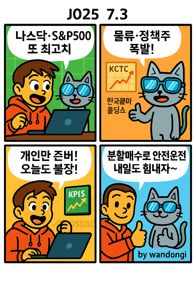   [WD경제소식] 2025.07.03 미국증시·코스피 요약 + 오늘의 테마주 완전정복!