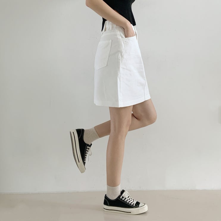  여자 여름 데일리룩 추천! 허리 밴딩 면 미니스커트로 편안하고 스타일리시하게
