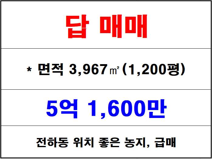  김해 칠산 농지 매매, 전하동 위치 좋은 논 답, 농지 급매