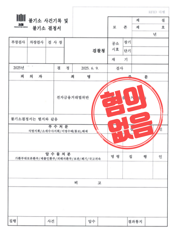  [전자금융거래법 위반 혐의] 무혐의 처분을 이끌어낸 사례