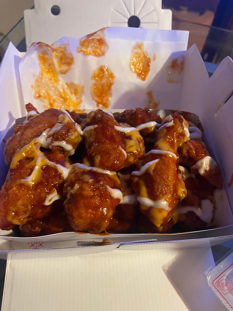  호식이 두 마리 치킨, 티데이 쿠폰 2개로 2마리 시킴(맵시크, 수라깐풍)