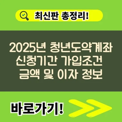  2025년 청년도약계좌 신청기간 가입조건  금액 및 이자 정보
