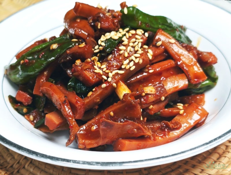 마른 오징어 조림 만드는 법 남편 도시락 반찬 요리 만들기 꽈리고추 오징어 조림 레시피
