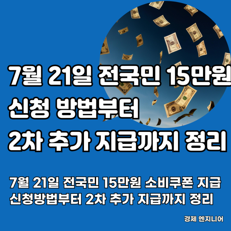  7월 21일 전국민 15만원 소비쿠폰 지급 시작! 신청방법부터 2차 추가 지급까지 정리