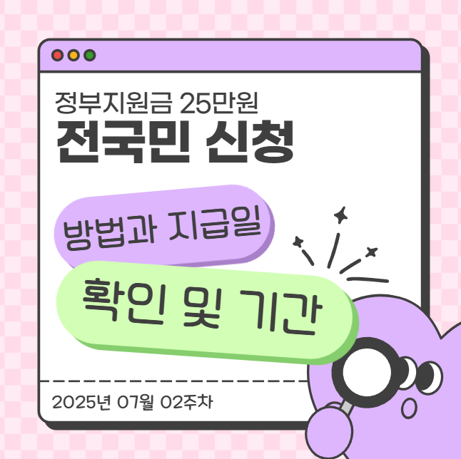  정부지원금 25만원 전국민 신청 방법과 지급일 확인 및 기간