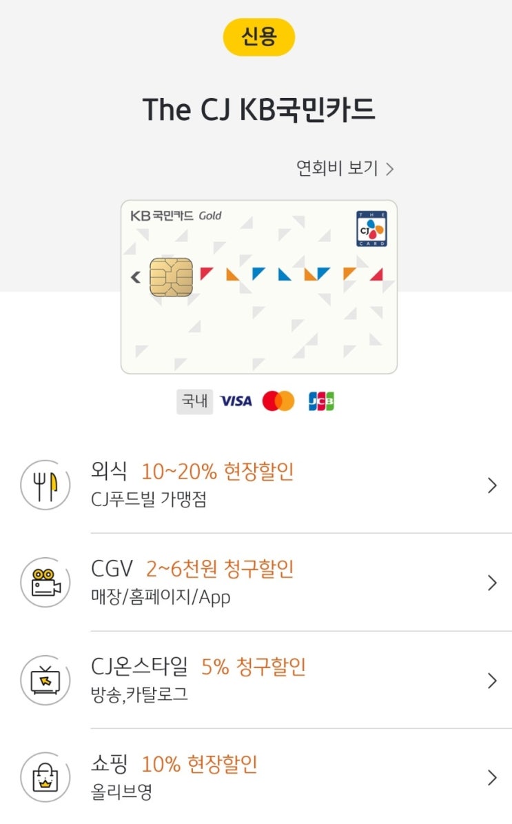  무실적 올리브영 할인카드 추천! 올리브영 10% 할인되는 국민카드 (The CJ KB국민카드)