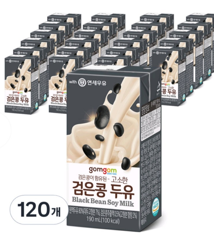  #광고 gomgom 고소한 검은콩 두유, 190ml × 120개