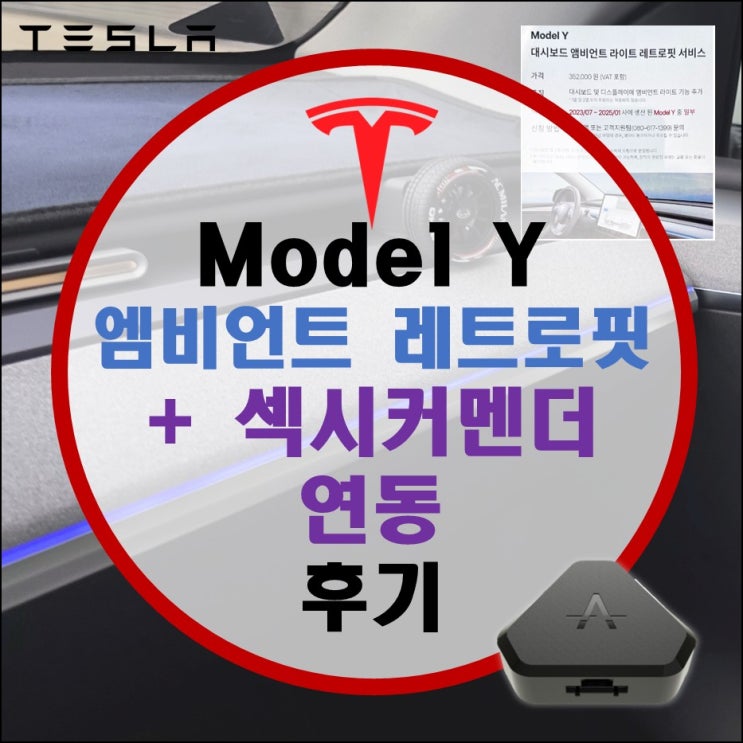  테슬라 모델Y 대시보드 엠비언트 라이트 + 섹시 커멘더(섹시 버튼) 연동 후기 (용인 서비스 센터)