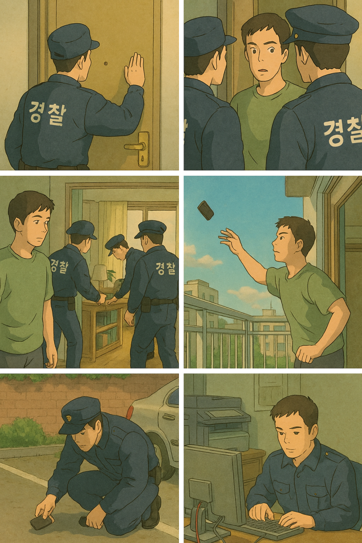  압수수색시 창밖으로 던진 스마트폰, 경찰이 그냥 가져가도 될까?