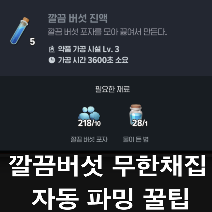  마비노기 모바일 깔끔버섯 무한채집 방법 데카 절약하는 자동 파밍 꿀팁!
