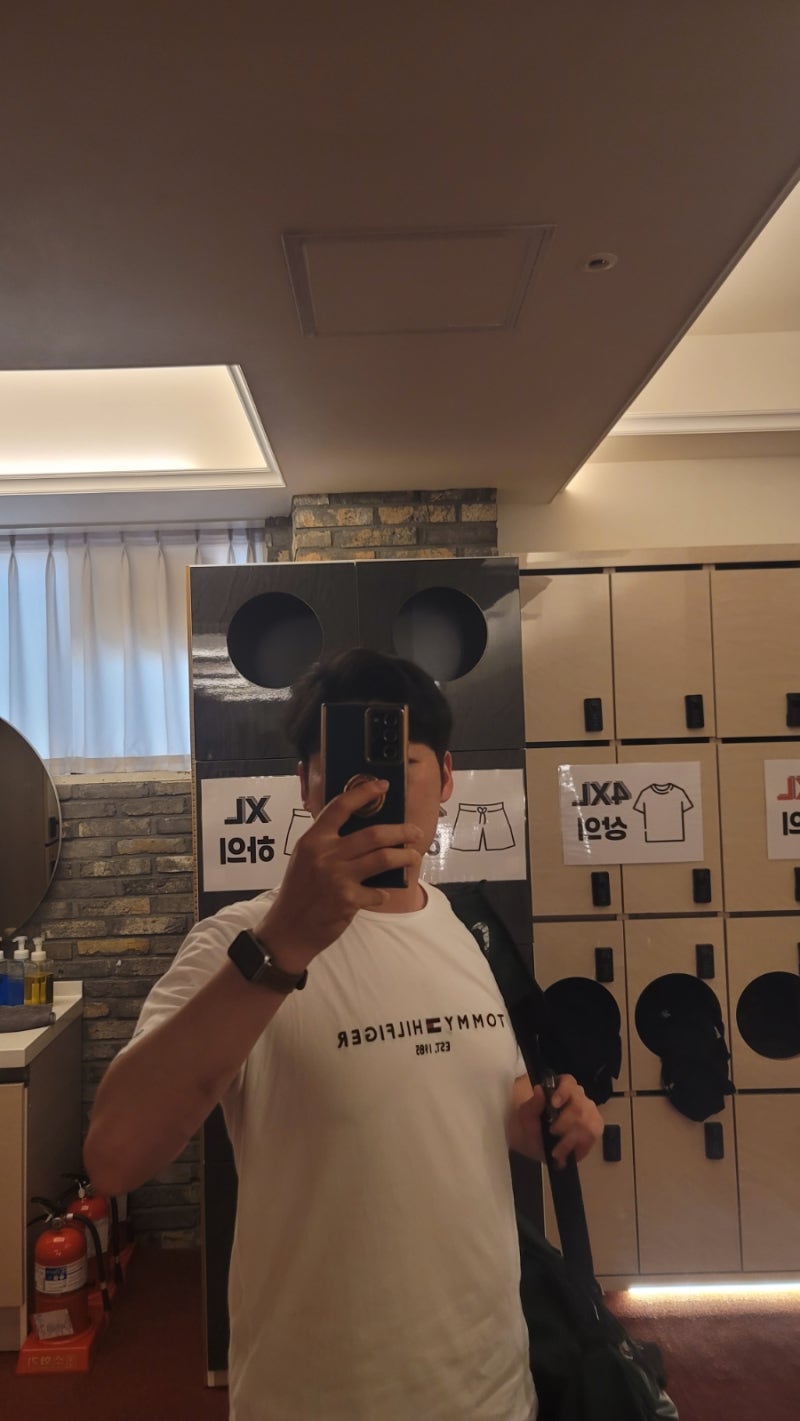 타미힐피거 반팔티 남성반팔티 추천 TH 반팔 티셔츠 화이트 XL